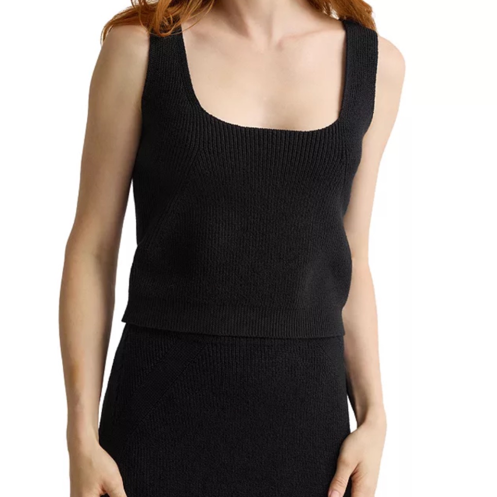 St John Black Knit Tank Top, Petite Small